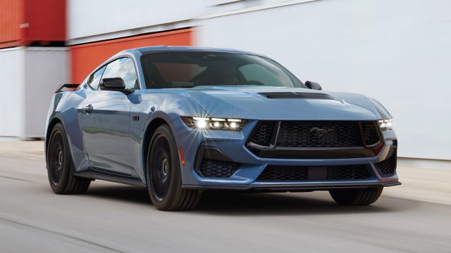 The seventh generation Mustang is the most exhilarating and visceral yet, from its fighter jet-inspired digital cockpit to new advanced turbocharged and naturally aspirated engines to its edgier yet timeless exterior design. Pre-production vehicles shown. Closed course. Professional driver.